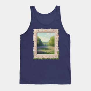 Monet Inspired - Floral Picture Frame Displaying a Flowery Field Tank Top